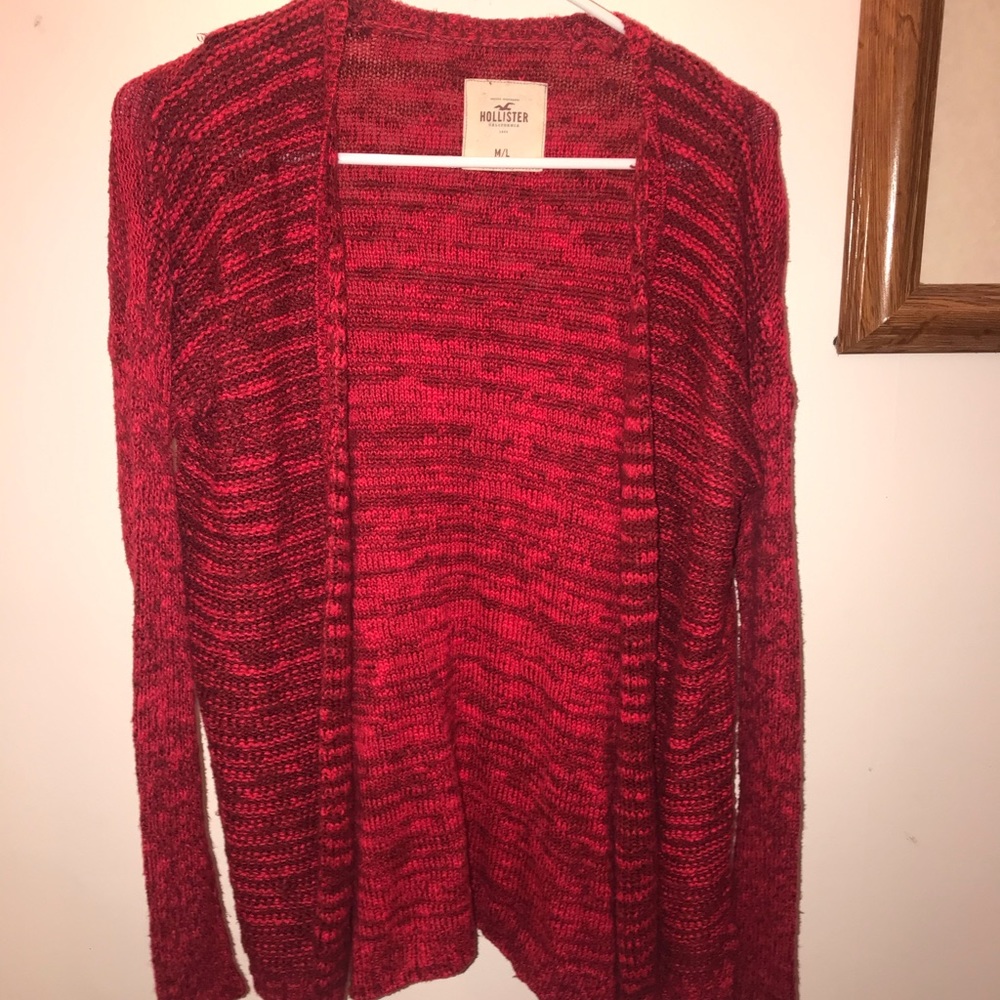 Red long cardigan